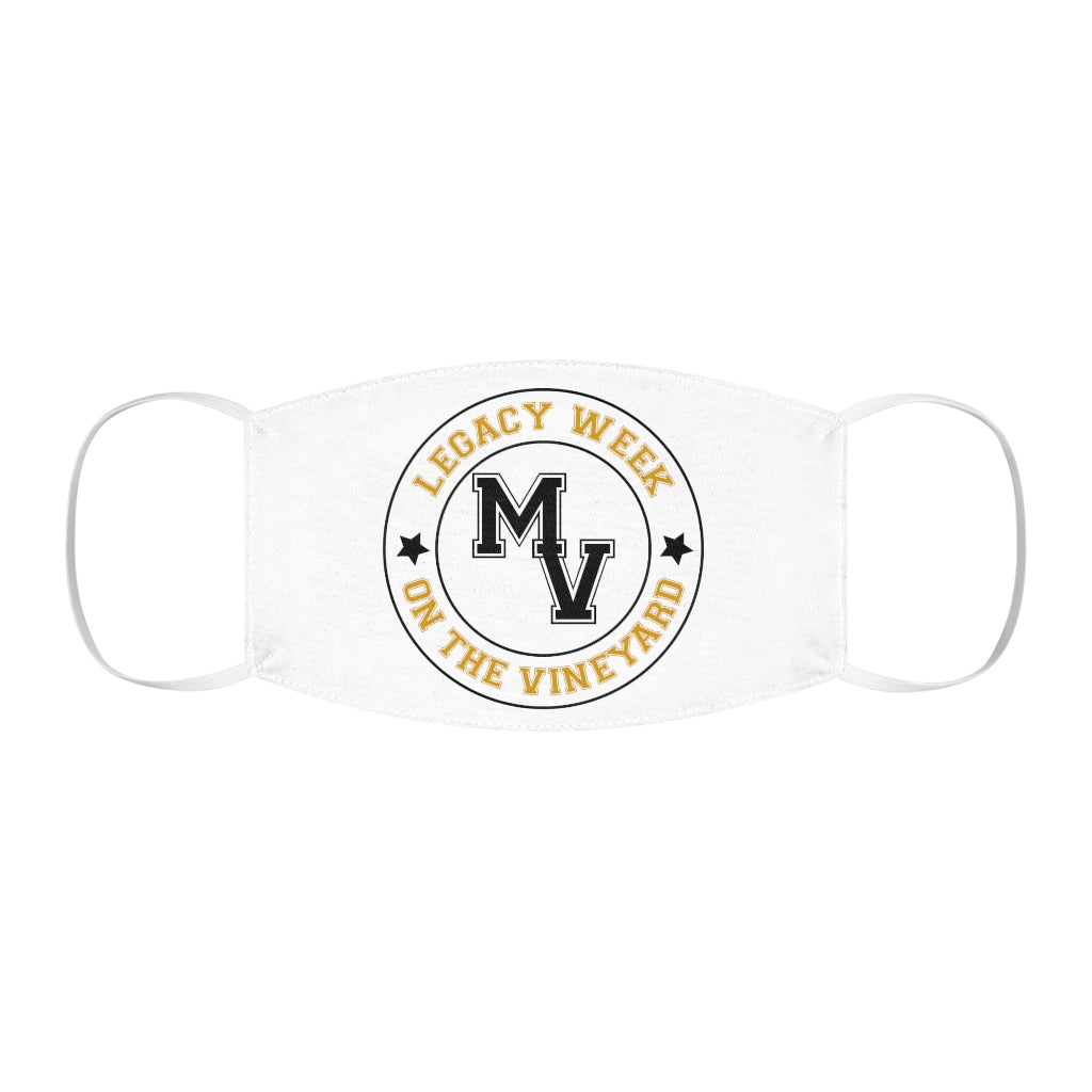 Black and Gold LEGACY WEEK ON THE VINEYARD Snug-Fit Polyester Face Mask LWV (gold) MV and accent stars ( black )