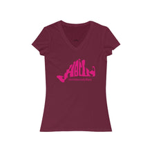 Load image into Gallery viewer, Pink HBCU - MV Women&#39;s Jersey Short Sleeve V-Neck Tee
