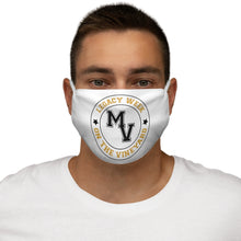 Load image into Gallery viewer, Black and Gold LEGACY WEEK ON THE VINEYARD Snug-Fit Polyester Face Mask LWV (gold) MV and accent stars ( black )
