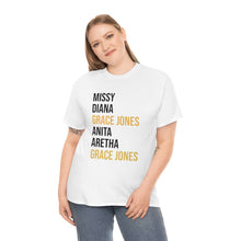 Load image into Gallery viewer, Grace Jones Gold x on White Shirt Unisex Heavy Cotton Tee READ SIZE CHART
