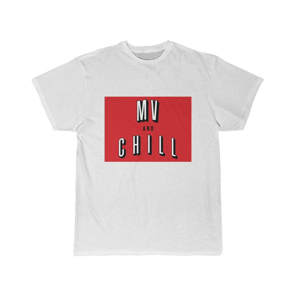 MV and Chill Men's Short Sleeve Tee - White T w/ Red Box - PLEASE SEE SIZE CHART