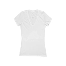Load image into Gallery viewer, Blue Women&#39;s Jersey Short Sleeve Deep V-Neck Tee
